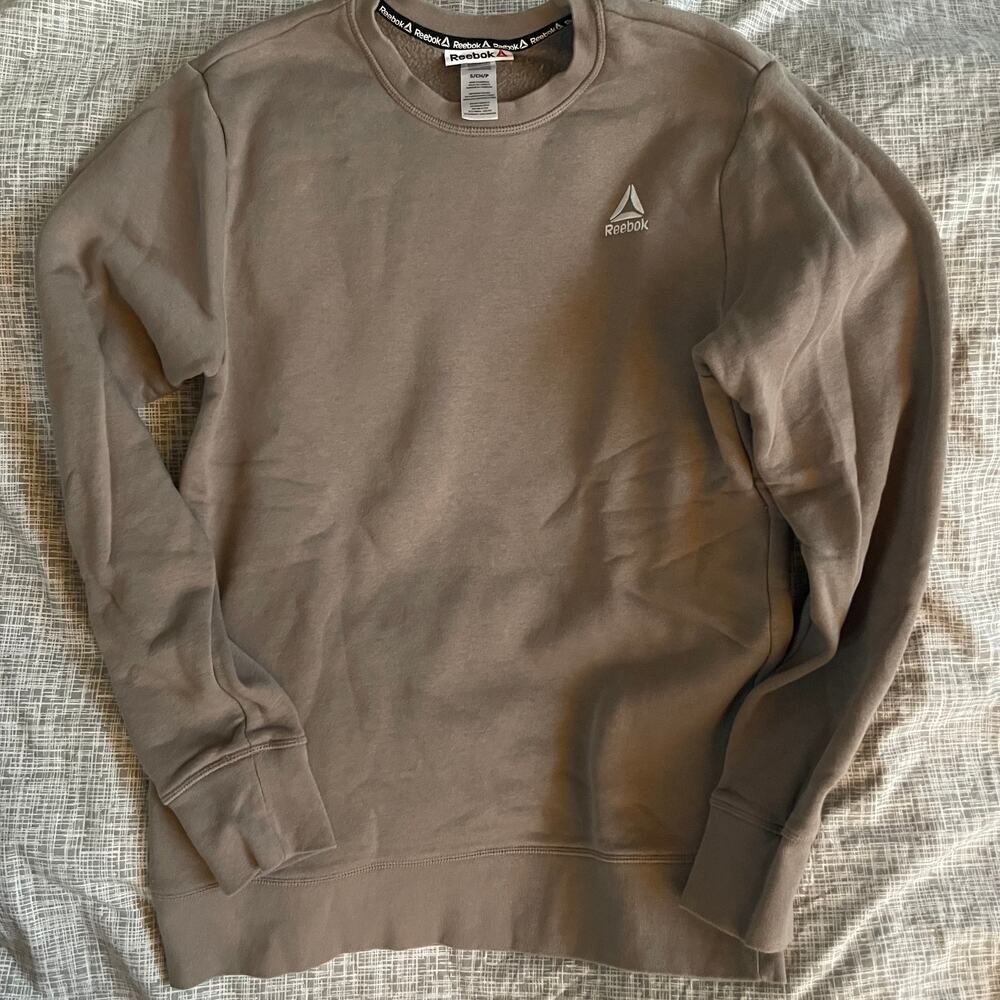 Reebok Delta Game Day Fleece Crewneck Sweatshirt Driftwood Tan/Taupe Size Small